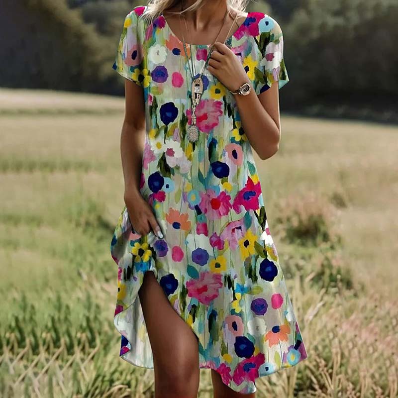 EMILIA™ | Buntes Blumenmuster-Kleid